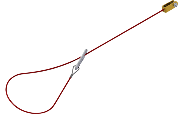 Cavo di sicurezza rosso con moschettone in metallo e una estremità dorata