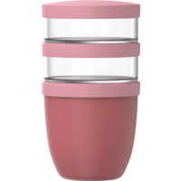 Mepal Ellipse Lunchpot 3 pi&egrave;ces avec trois compartiments s&eacute;par&eacute;s et anti-fuite 500 ml, 200 ml et 200 ml vivid mauve
