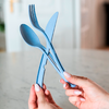 Étui à Couverts Koziol Klikk - Plastique Biocirculaire, Lave-vaisselle, Bleu Nature Flower