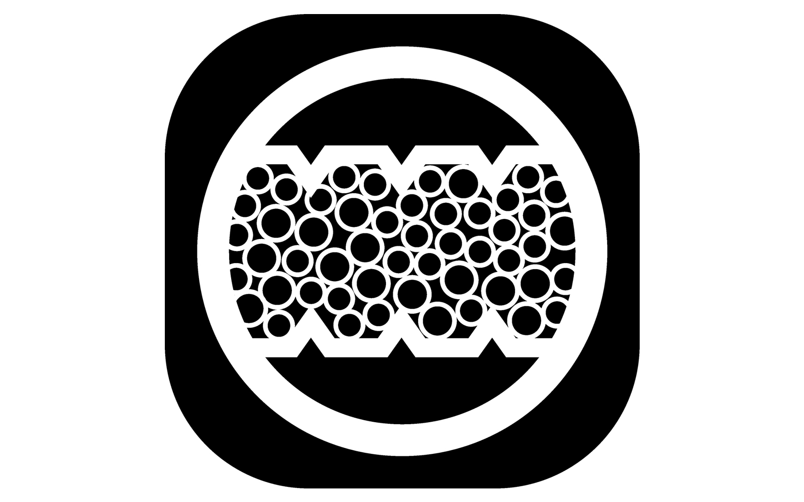 Symbol with two arrows and circles inside a rounded square