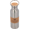 Bouteille en acier inoxydable avec bouchon en bois et bande en papier brun