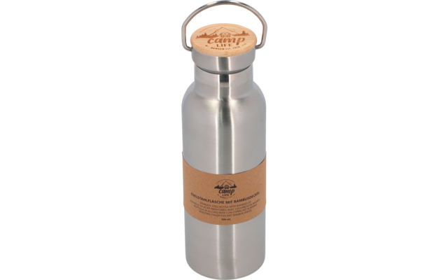 Camplife Isolierflasche mit Bambusdeckel 500 ml