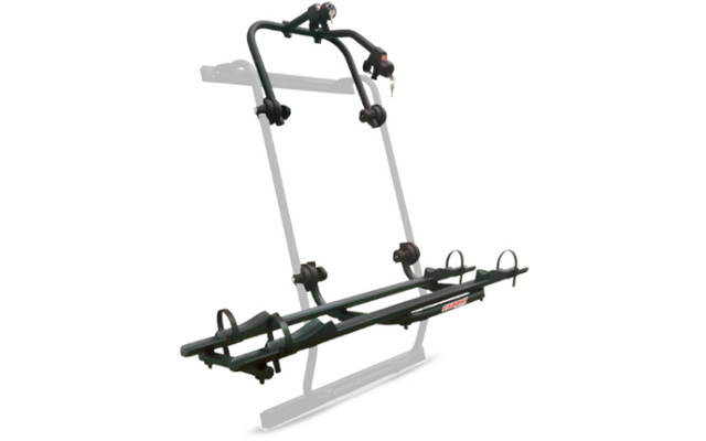 Metalen fietsendrager met twee wielrails, draagarmen en twee sleutels in sloten