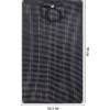 Black rectangular panel with a regular grid of cells, four corner mounting holes and a coiled cable with connector at the top; dimensions 58.5 cm × 99 cm