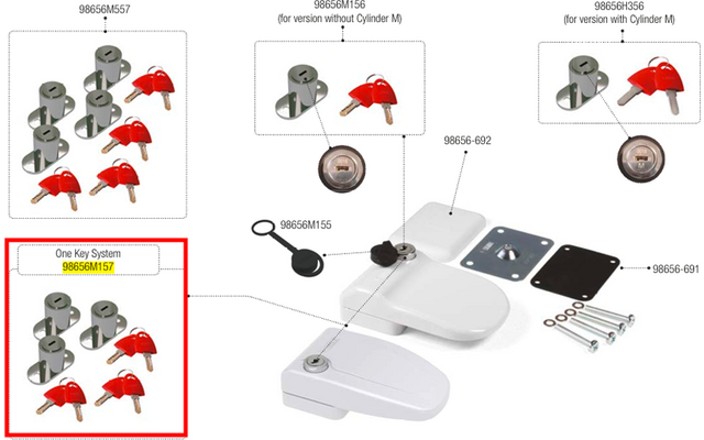 Produktbild Fiamma One Key System Ersatzschl&ouml;sser 3er Set f&uuml;r Safe Door Magnum / Frame / Magnum Frame Ersatzteilnummer 98656M157 1