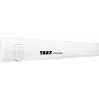 Thule Omnistor 5200 Wandmarkise motorisiert Geh&auml;use Wei&szlig; Tuchfarbe Mystic Grey 5 Meter