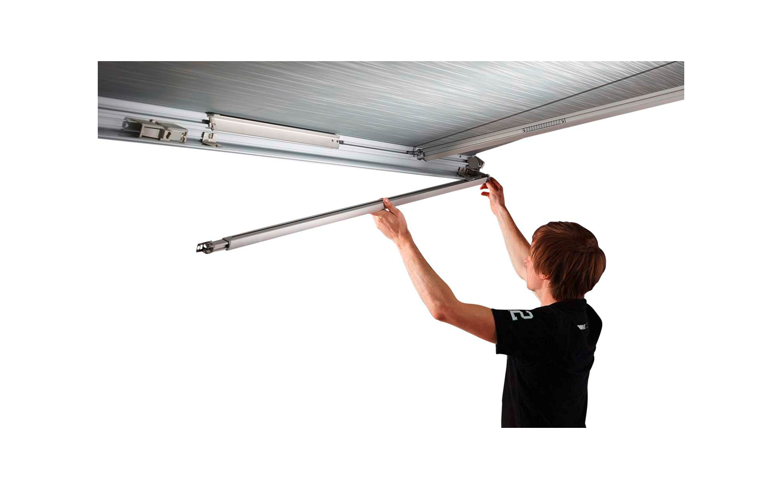Product afbeelding Thule Omnistor 5200 Wandmarkise motorisiert Geh&auml;use Wei&szlig; Tuchfarbe Mystic Grey 5 Meter 1