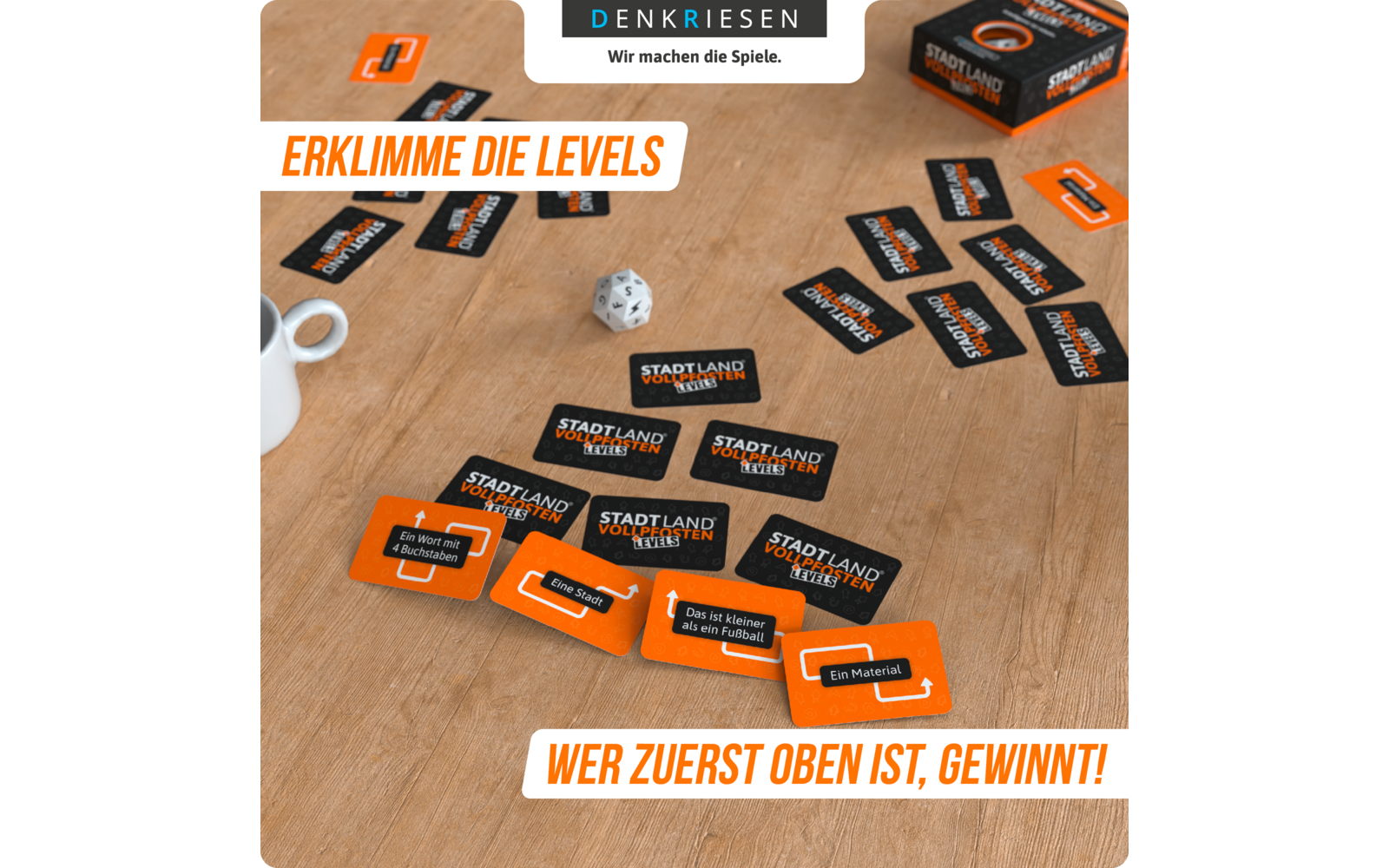 Product afbeelding Denkriesen Stadt Land Vollpfosten Levels Kartenspiel 4 Level Wortspiel 1