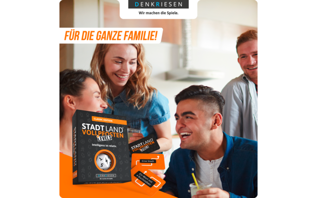 Product afbeelding Denkriesen Stadt Land Vollpfosten Levels Kartenspiel 4 Level Wortspiel 1