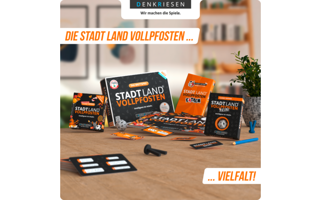Product afbeelding Denkriesen Stadt Land Vollpfosten Levels Kartenspiel 4 Level Wortspiel 1