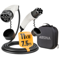 Absina Ladekabel Typ 2 Mode 3 f&uuml;r Elektroautos 11 kW / 16 A / 7,5 Meter