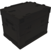 Dark gray rectangular box with a lid, visible latches, handles and molded panels
