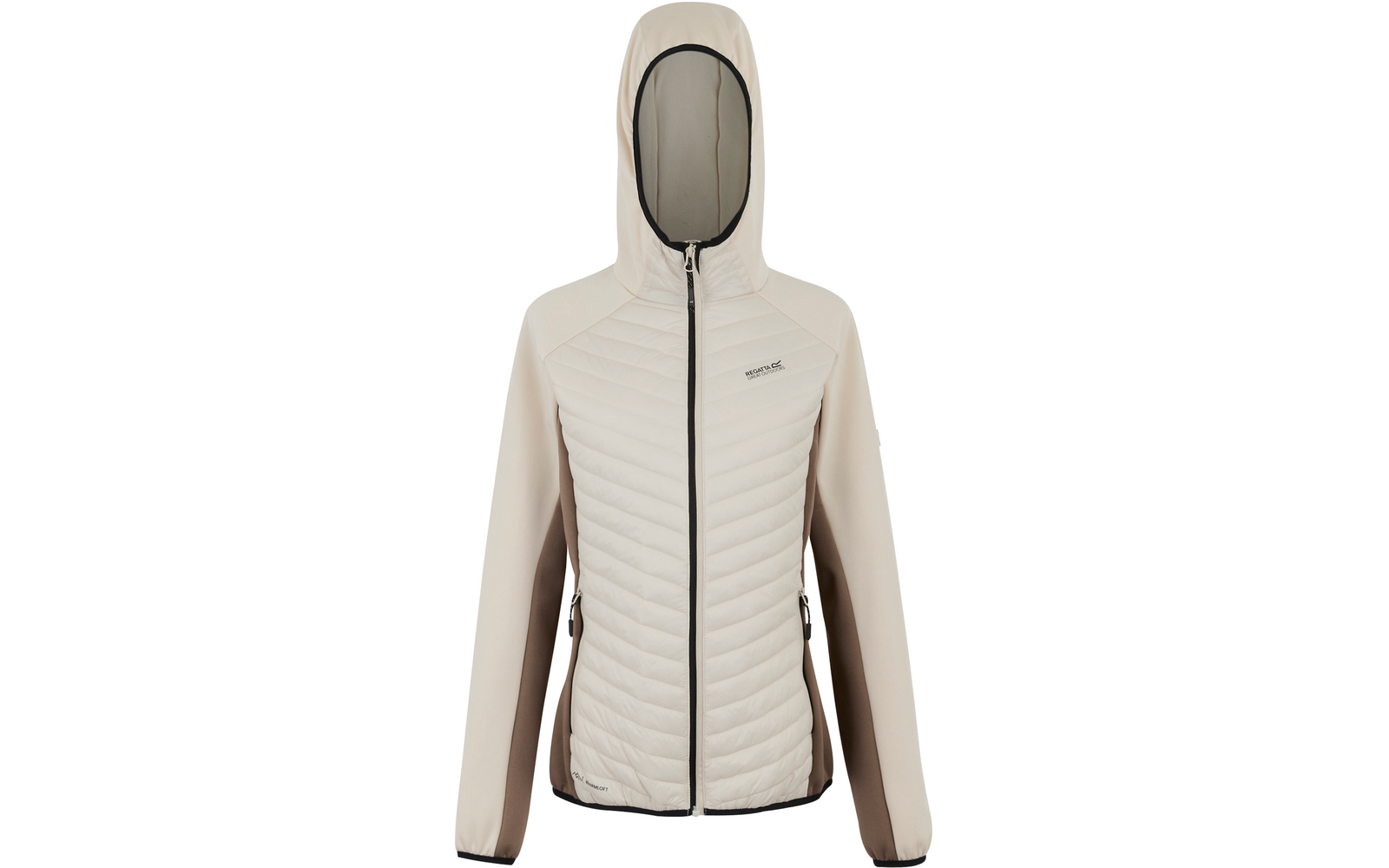 Veste beige pour femme avec capuche et fermeture éclair