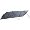 Dreiteiliges faltbares Solarpanel mit schwarzem Rahmen, zwei ausgeklappten Stützbeinen und kleinem schwarzem Gehäuse an der linken Seite