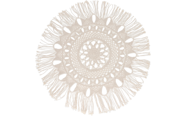 Macramé rond avec franges de couleur claire