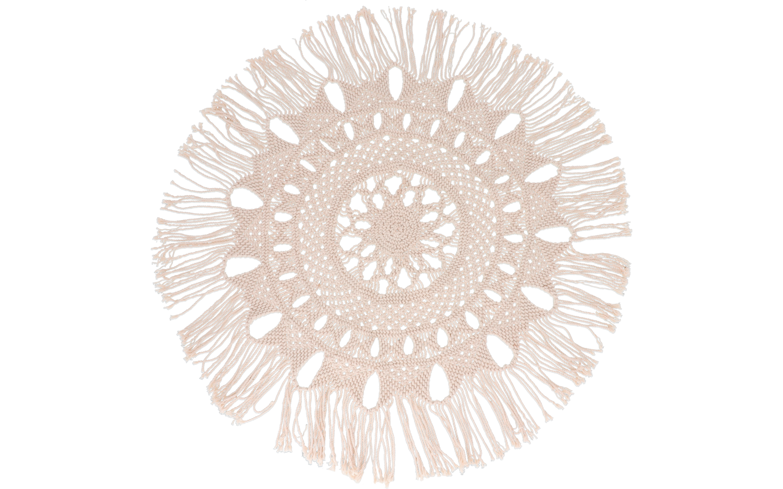 Macramè rotondo con frange di colore chiaro