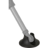 Silver metal shaft with a gray ball joint and a black round rubber foot; part of the handle visible at top left