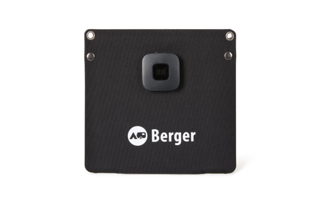 Schwarze kleine Kamera mit Berger-Logo und einer Linse in der Mitte