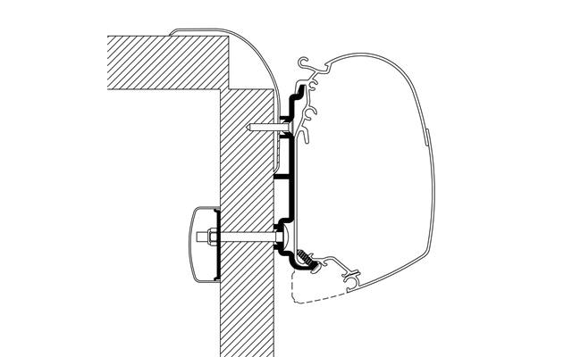Produktbild Thule Omnistor Markisenadapter f&uuml;r Frankia Wohnmobile Wandmontage 1