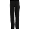 Schwarze, knöchellange Hose mit Bund, Eingrifftaschen, Knie-Abnähern und reflektierenden Streifen an den Unterschenkeln