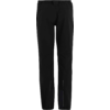 Schwarze, knöchellange Hose mit Bund, Eingrifftaschen, Knie-Abnähern und reflektierenden Streifen an den Unterschenkeln
