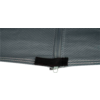 Close-up of a gray textured fabric with a centered zipper and a black Velcro strip at the bottom