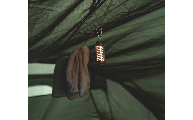 Ein brauner Beutel hängt an einer grünen Wand