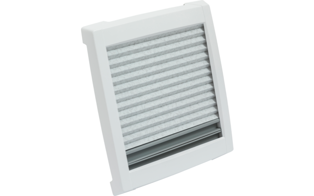 Weißer quadratischer Rahmen mit gefaltetem grauen Einsatz in der Mitte und schmaler horizontaler Leiste unten