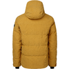Rückansicht einer gelben Steppjacke mit Kapuze auf weißem Hintergrund