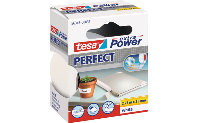 Tesa Extra Power Perfect adhesive tape fabric 2.75 m White 38 mm
