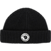 Bonnet en tricot noir avec revers et logo rond à l'avant