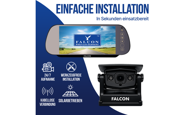 Produktbild Falcon Magnetic Wireless Camera System R&uuml;ckfahrkamera magnetisch mit 7 Zoll Monitor 1