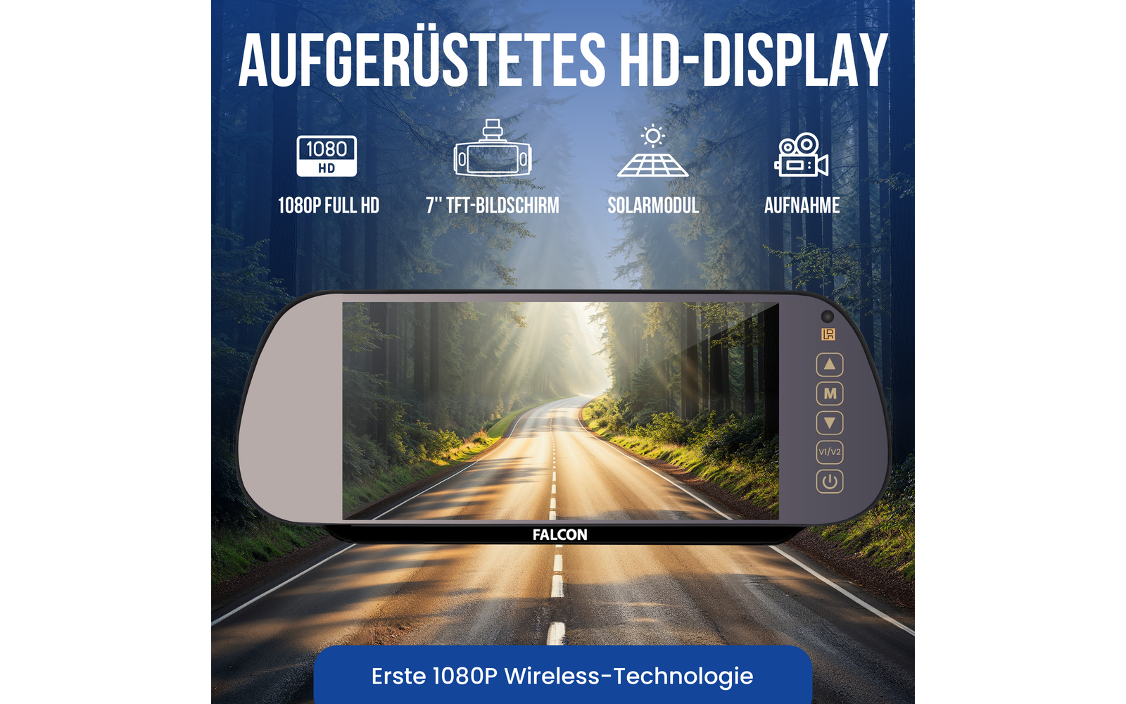 Produktbild Falcon Magnetic Wireless Camera System R&uuml;ckfahrkamera magnetisch mit 7 Zoll Monitor 1