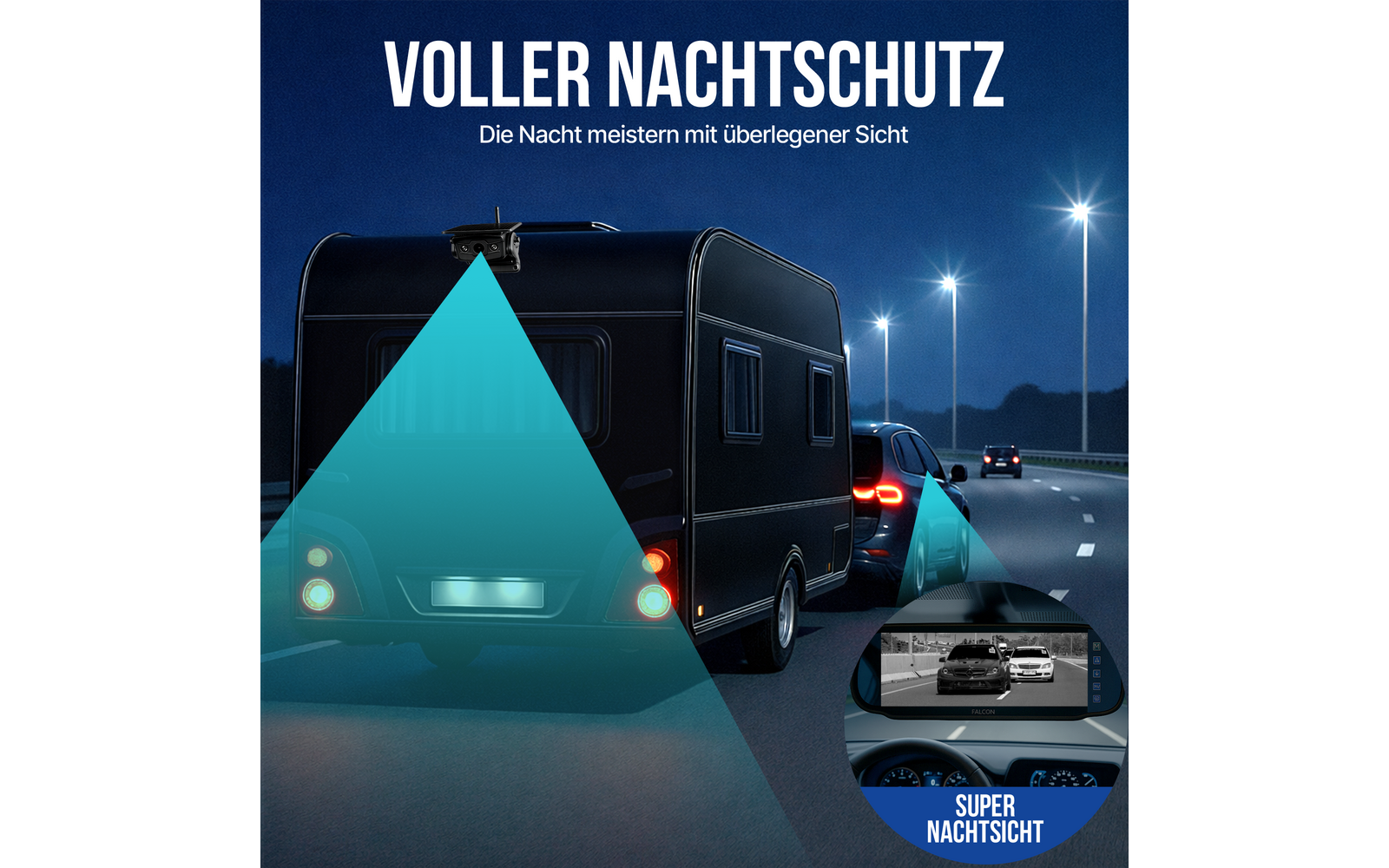 Produktbild Falcon Magnetic Wireless Camera System R&uuml;ckfahrkamera magnetisch mit 7 Zoll Monitor 1