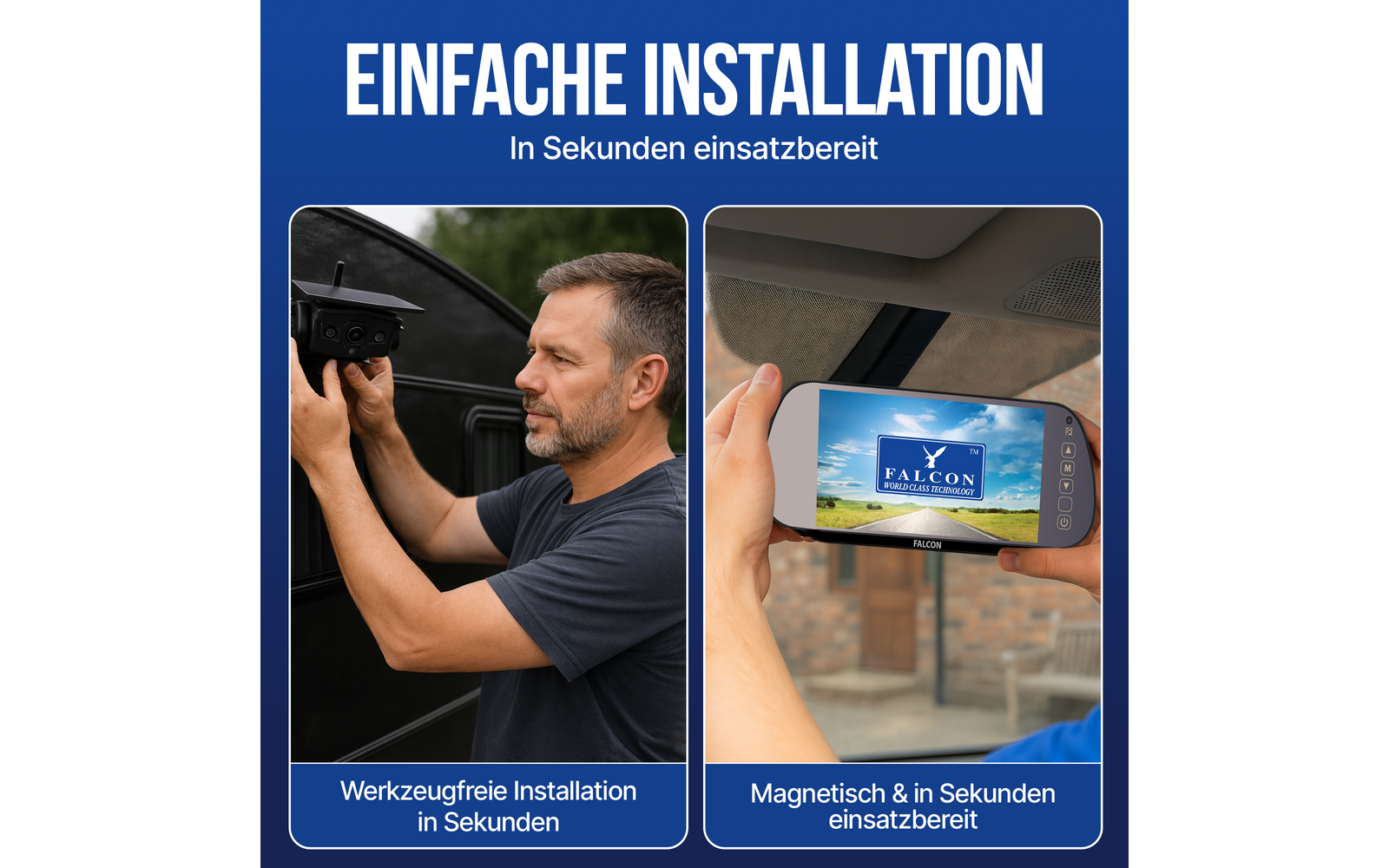 Produktbild Falcon Magnetic Wireless Camera System R&uuml;ckfahrkamera magnetisch mit 7 Zoll Monitor 1