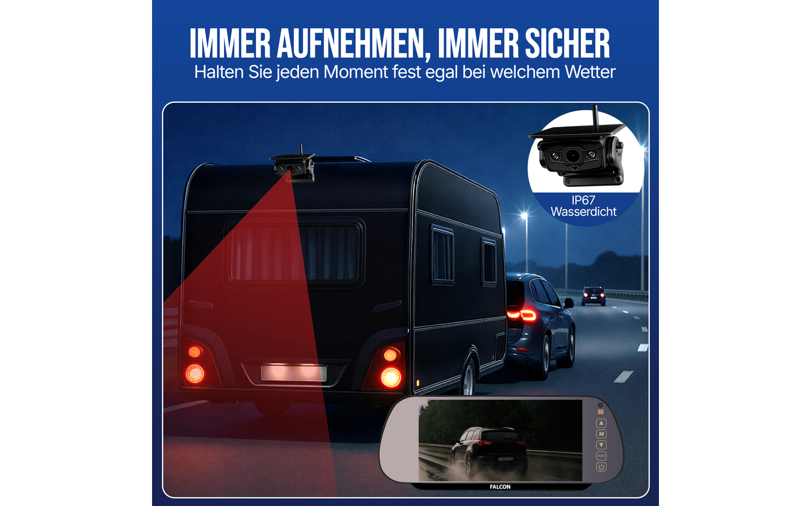 Produktbild Falcon Magnetic Wireless Camera System R&uuml;ckfahrkamera magnetisch mit 7 Zoll Monitor 1