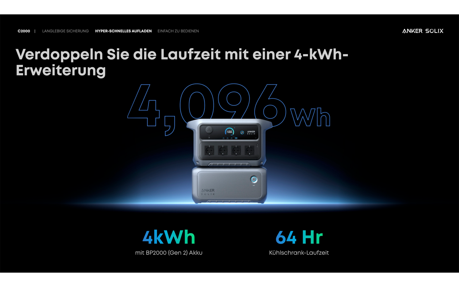 Produktbild Anker Solix C2000 Gen 2 Powerstation 2048 Wh 2400 W mit 800 W Solareingang 1