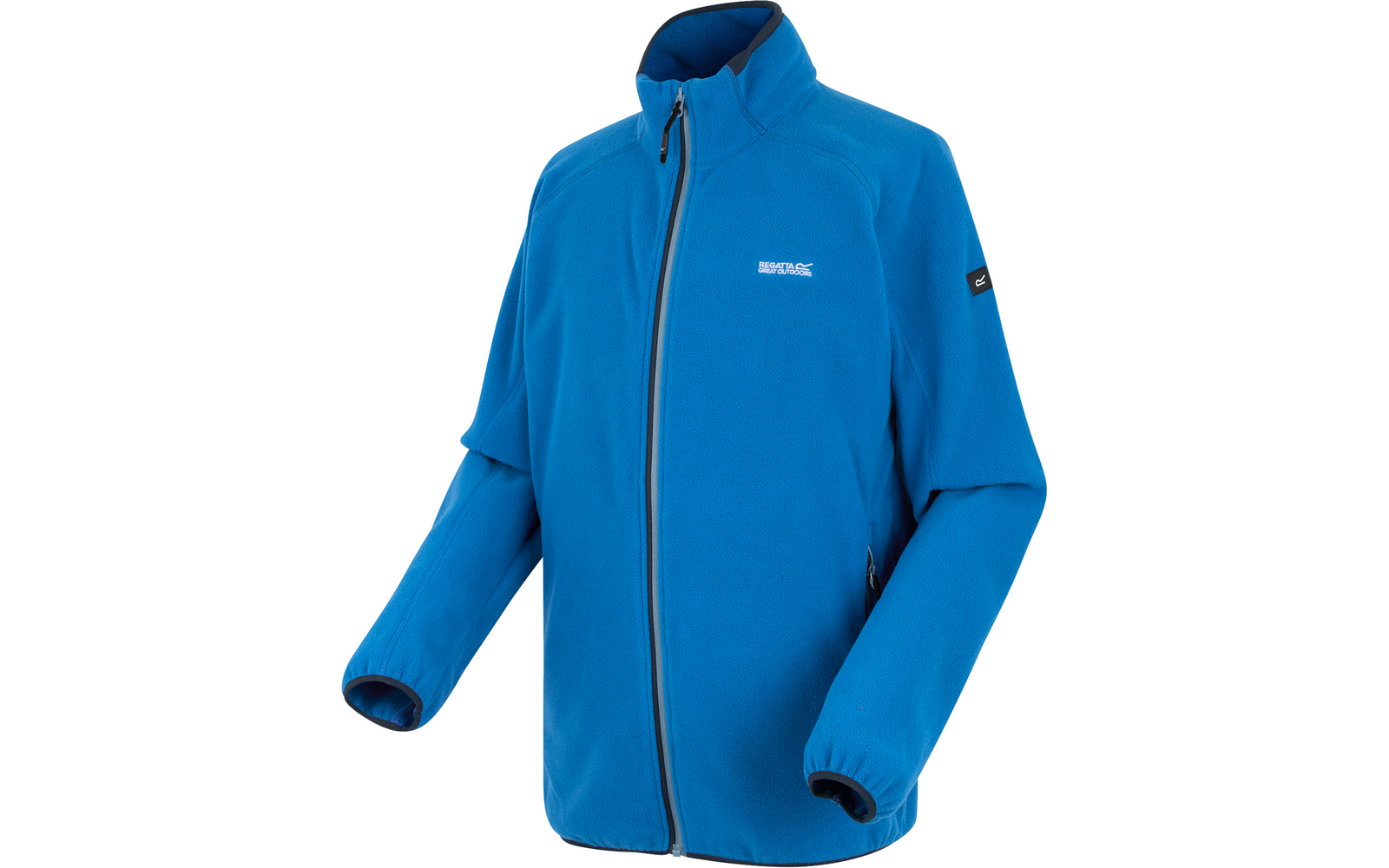 Blaue Softshell-Jacke mit Reißverschluss und langen Ärmeln
