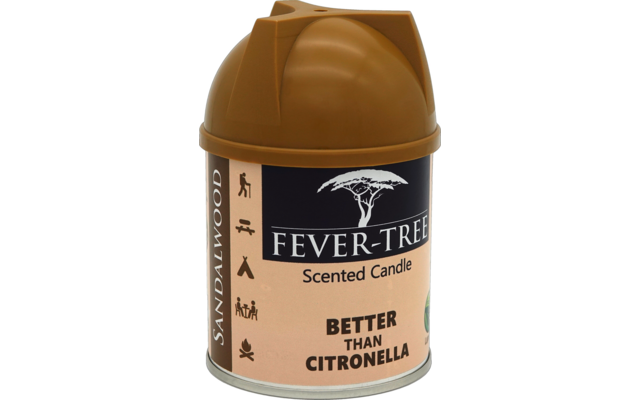 Braune Plastikflasche mit Aufschrift 'FEVER-TREE Scented Candle Bitter Lemon Citronella'