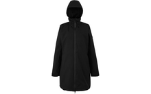 Abrigo largo impermeable negro con capucha y cremallera