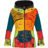 Bunte Jacke mit Kapuze und geometrischem Muster