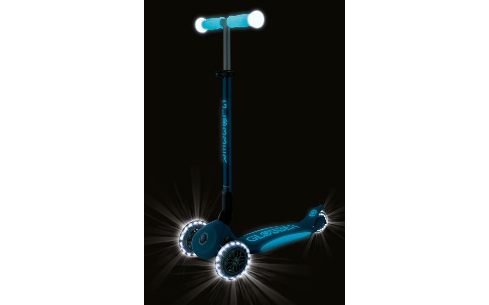 Produktbild Globber Elite Lights Glow Dreirad Scooter h&ouml;henverstellbar mit LED Leuchtrollen 1