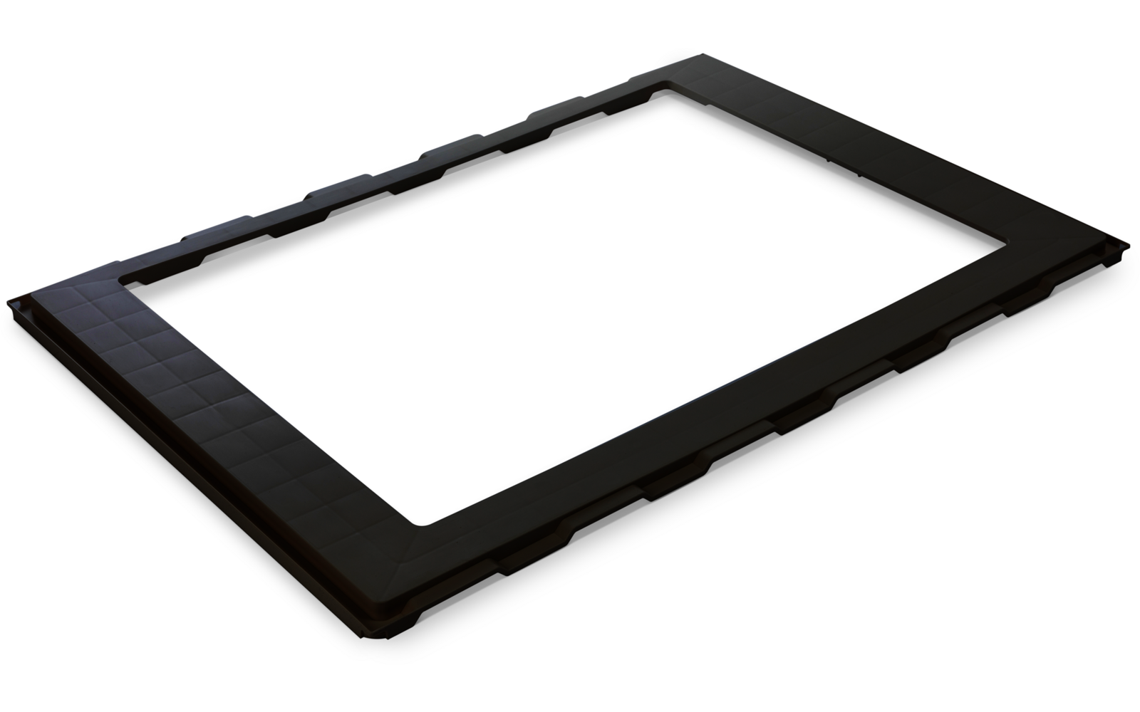 Schwarzer, rechteckiger Bilderrahmen mit durchsichtiger Mitte, liegend