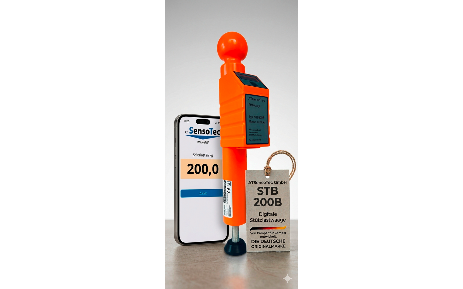 Produktbild ATSensoTec STB 200 B digitale St&uuml;tzlastwaage mit Bluetooth bis 200 kg Messbereich 1