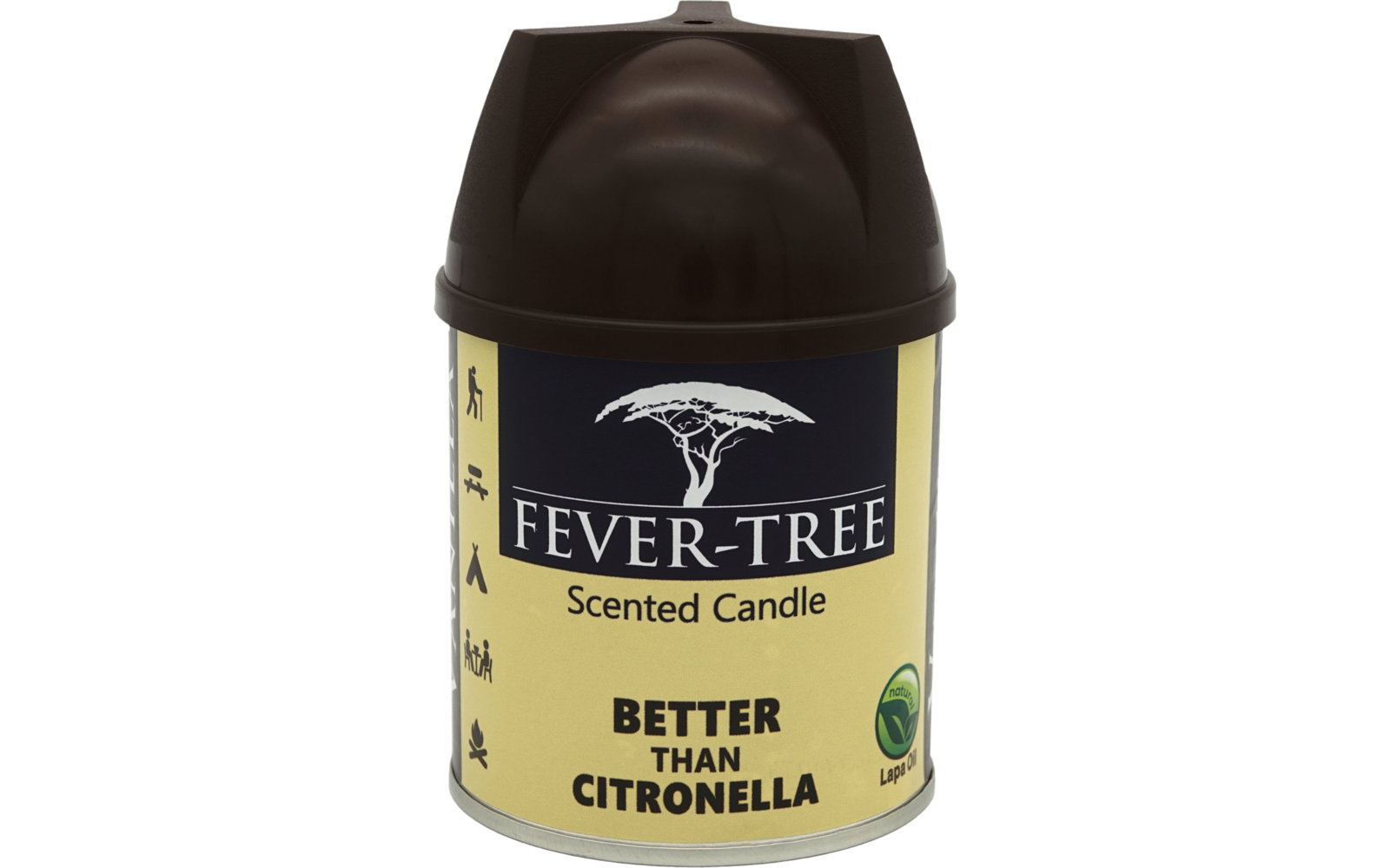 Dunkle Plastikflasche mit gelbem Etikett, darauf Text und Logo von Fever-Tree