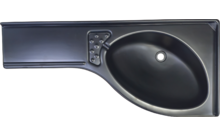 262106 - Comet Eckwaschbecken mit Seifenablage links Kunststoff mattschwarz 425 mm x 265 mm
