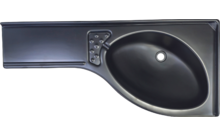262106 - Comet Eckwaschbecken mit Seifenablage links Kunststoff mattschwarz 425 mm x 265 mm