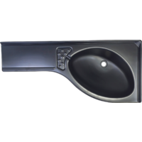Comet corner washbasin with soap dish left plastic matt black 425 mm x 265 mm