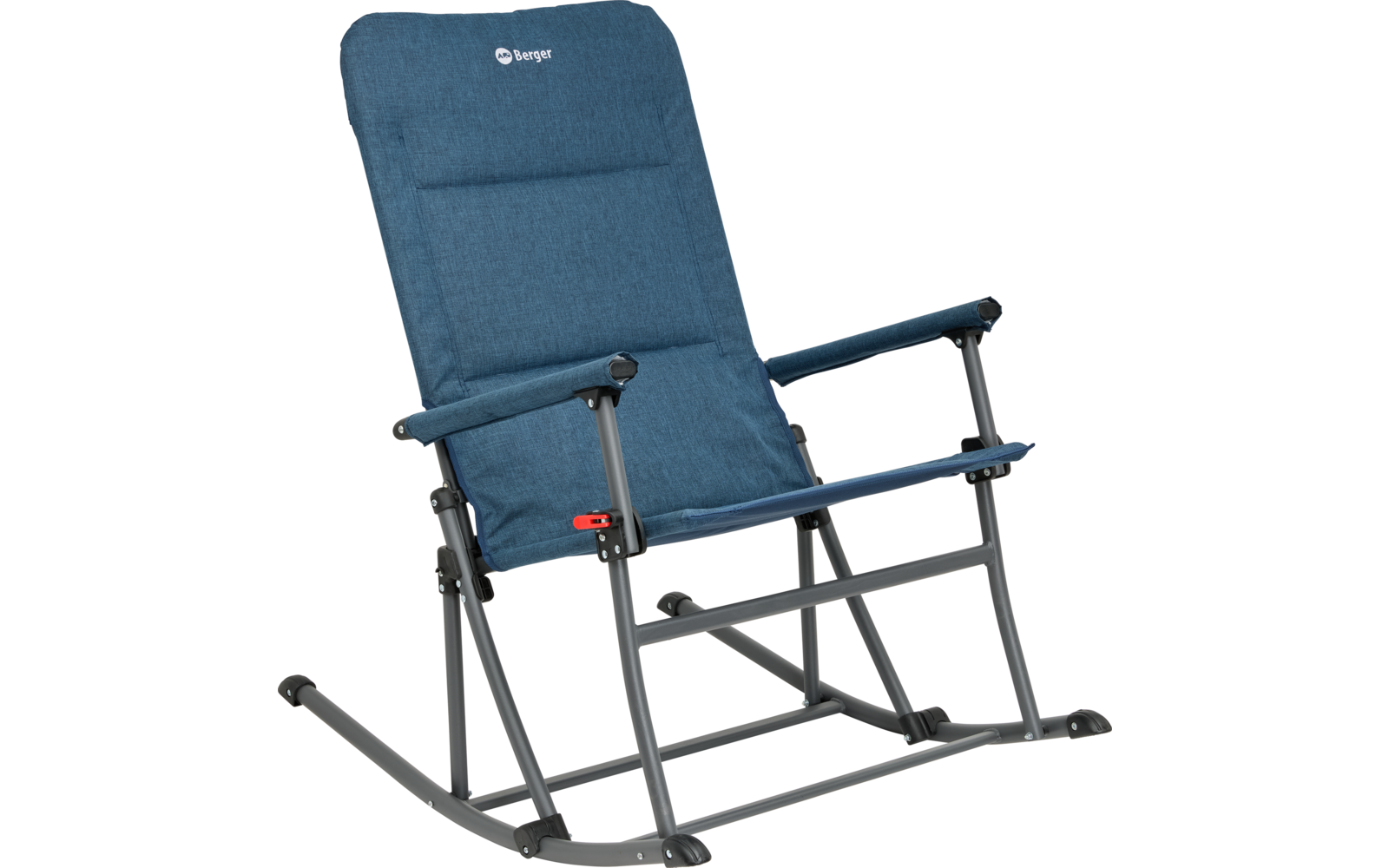 Blauer Schaukelstuhl aus Metall und Stoff