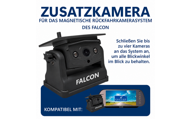 Produktbild Falcon Zusatzkamera f&uuml;r Magnet Funkkamerasystem mit Solarpanel kabellos bis 100 m 1